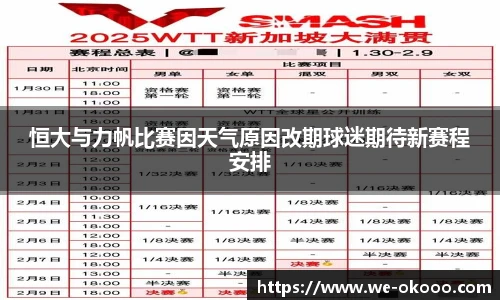 恒大与力帆比赛因天气原因改期球迷期待新赛程安排